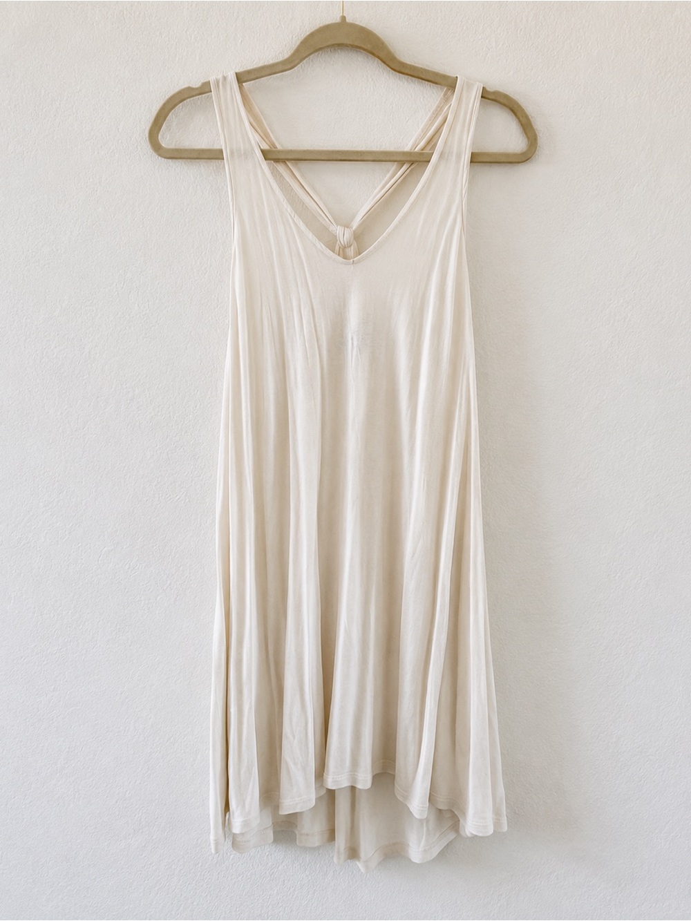 H&M Ivory Strappy V Neck Trapeze Swing Dress Flowy Mini Small
